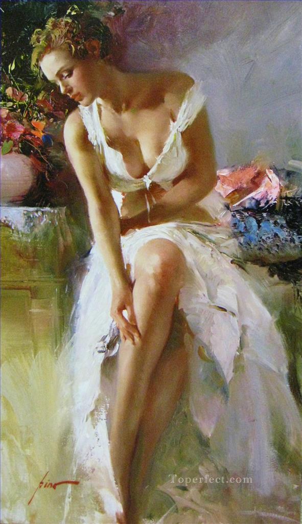 Angélica dama pintor Pino Daeni hermosa mujer dama Pintura al óleo
